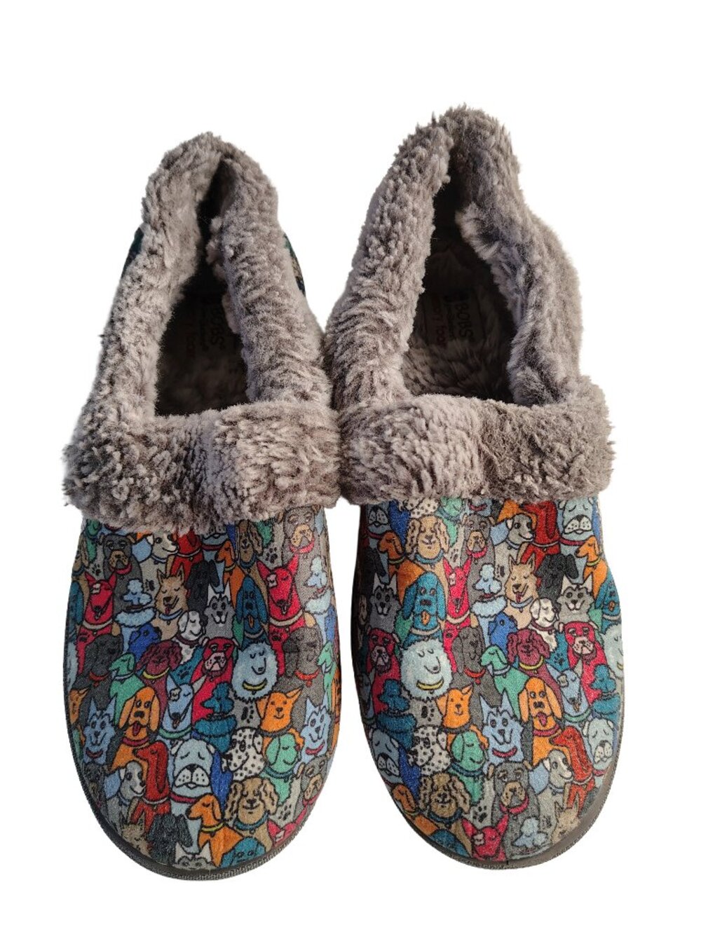 Women's Size 8.5 Gray Bobs Skechers Too Cozy Pooch Parade Memory Foam Slippers